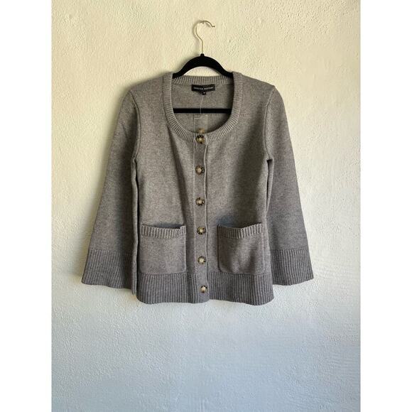 Anthropologie English Factory Woman Gray Women's Round Neck Cardigan, Si… - Picture 3 of 12